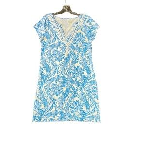 Lilly‎ Pulitzer Brewster Dress Resort White Aqua Size Large Floral